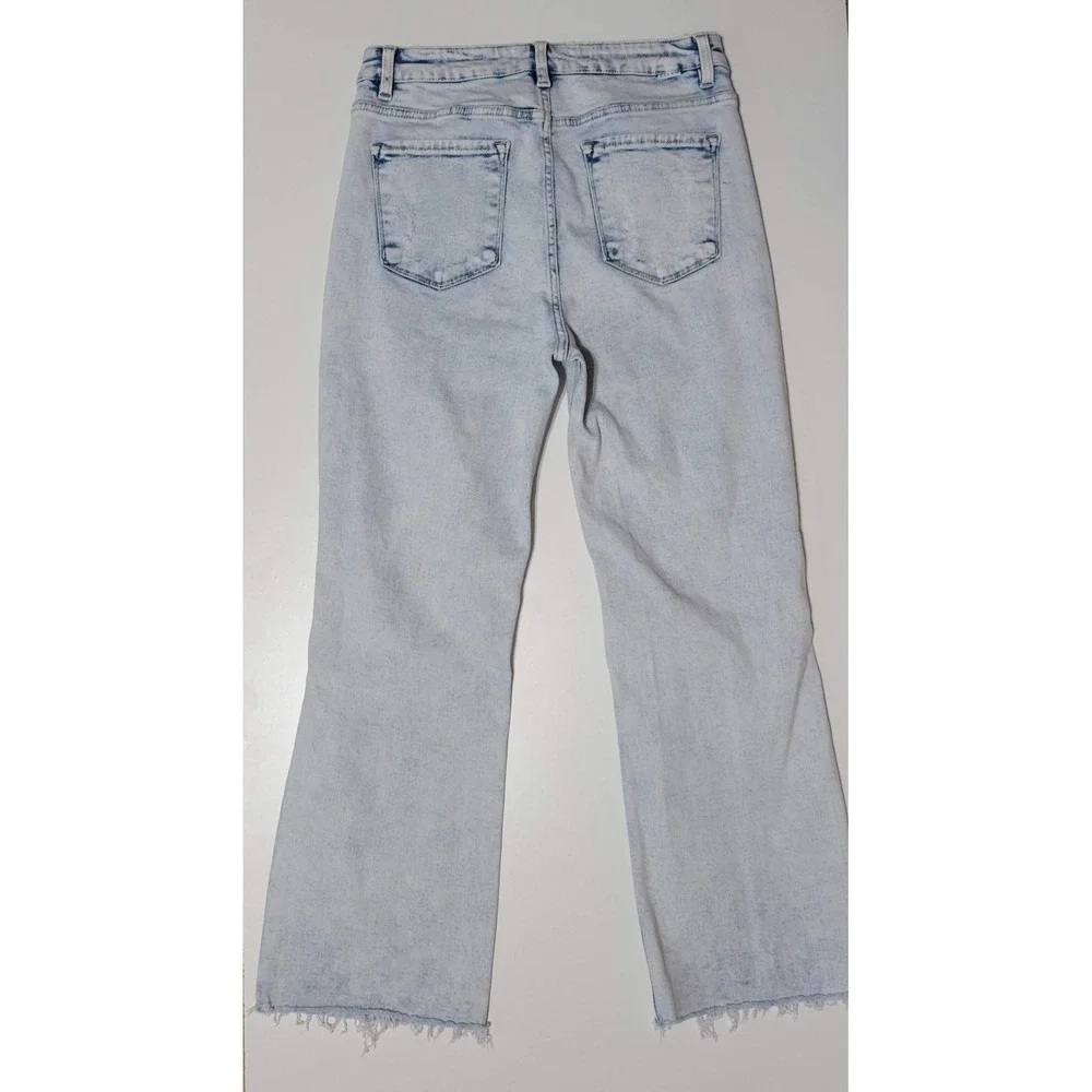 RISEN Straight Relaxed Subtle Flare Distressed Jeans
